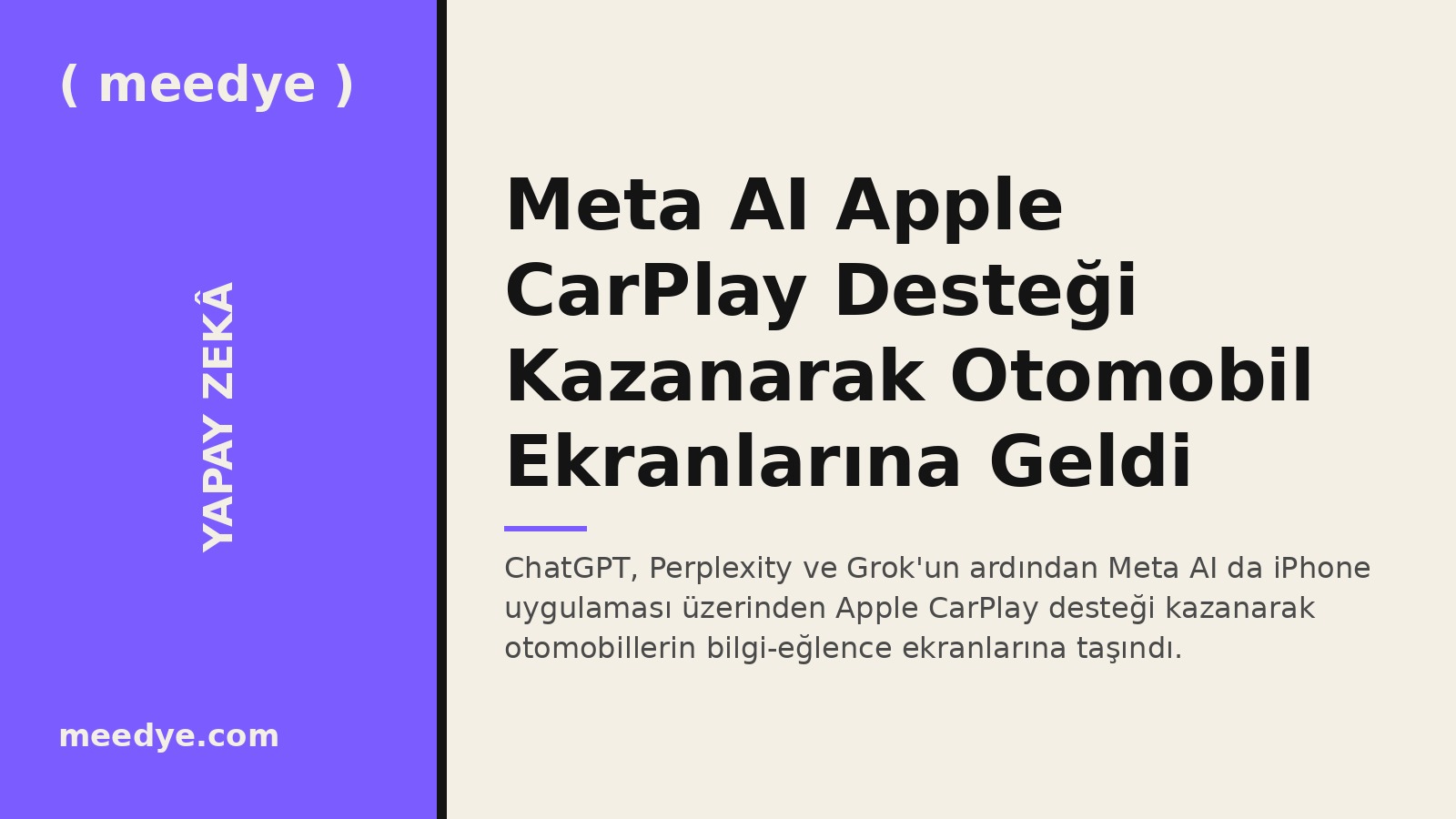 Meta AI Apple CarPlay Desteği Kazanarak Otomobil Ekranlarına Geldi — Meedye editoryal görseli