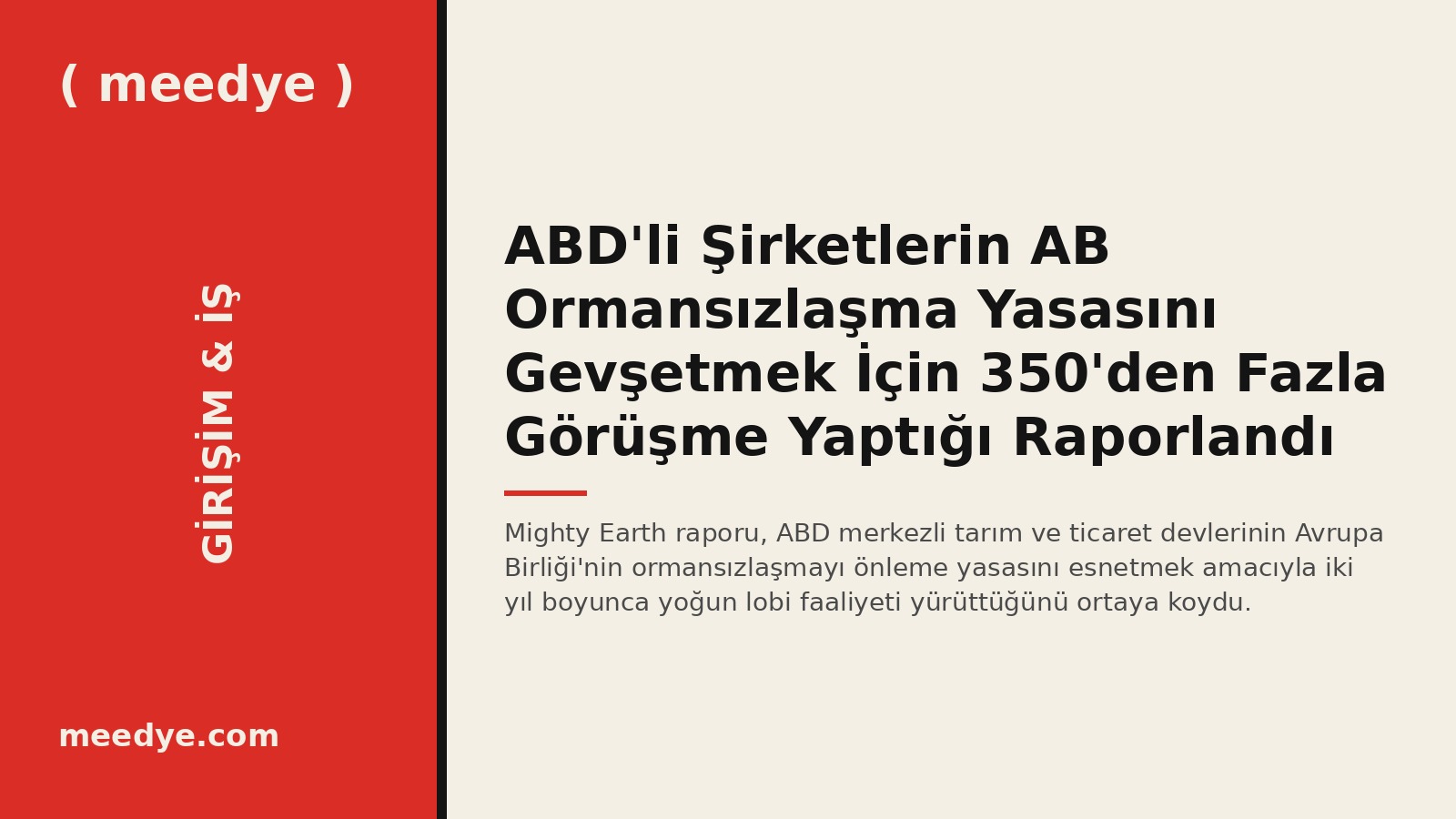 ABD'li Şirketlerin AB Ormansızlaşma Yasasını Gevşetmek İçin 350'den Fazla Görüşme Yaptığı Raporlandı — Meedye editoryal görseli