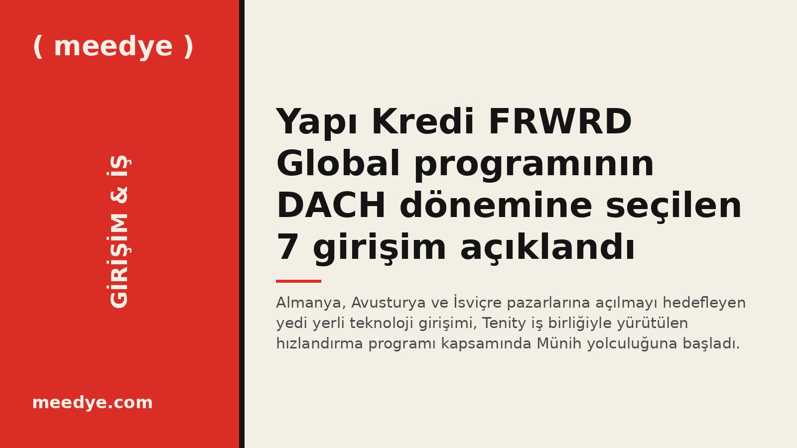 Yapı Kredi FRWRD Global programının DACH dönemine seçilen 7 girişim açıklandı — Meedye editoryal görseli