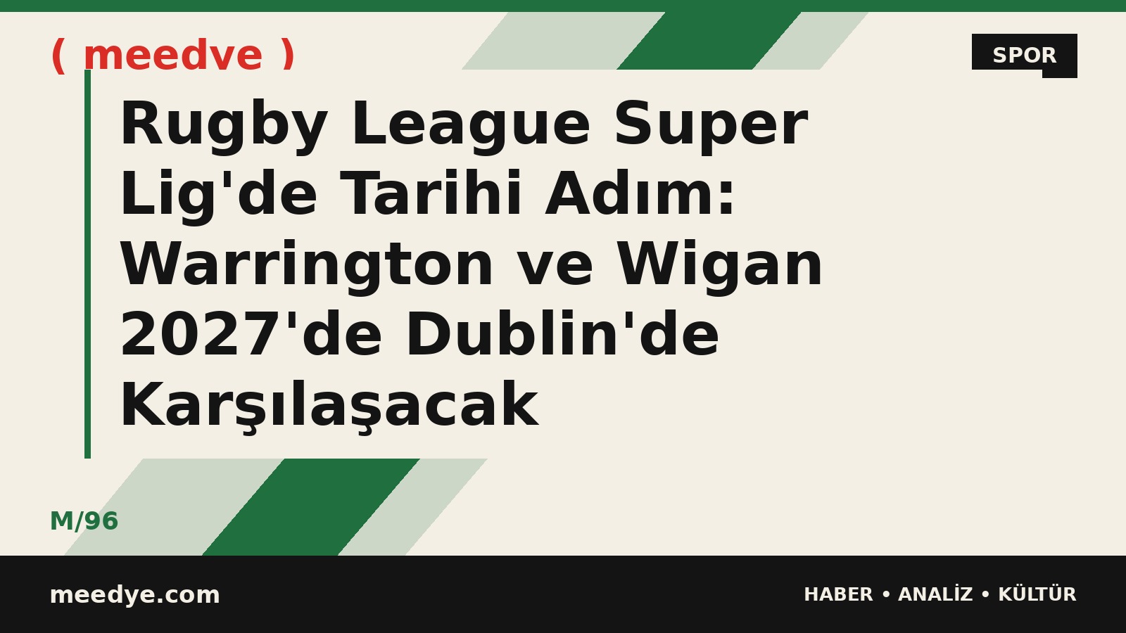 Rugby League Super Lig'de Tarihi Adım: Warrington ve Wigan 2027'de Dublin'de Karşılaşacak — Meedye editoryal görseli
