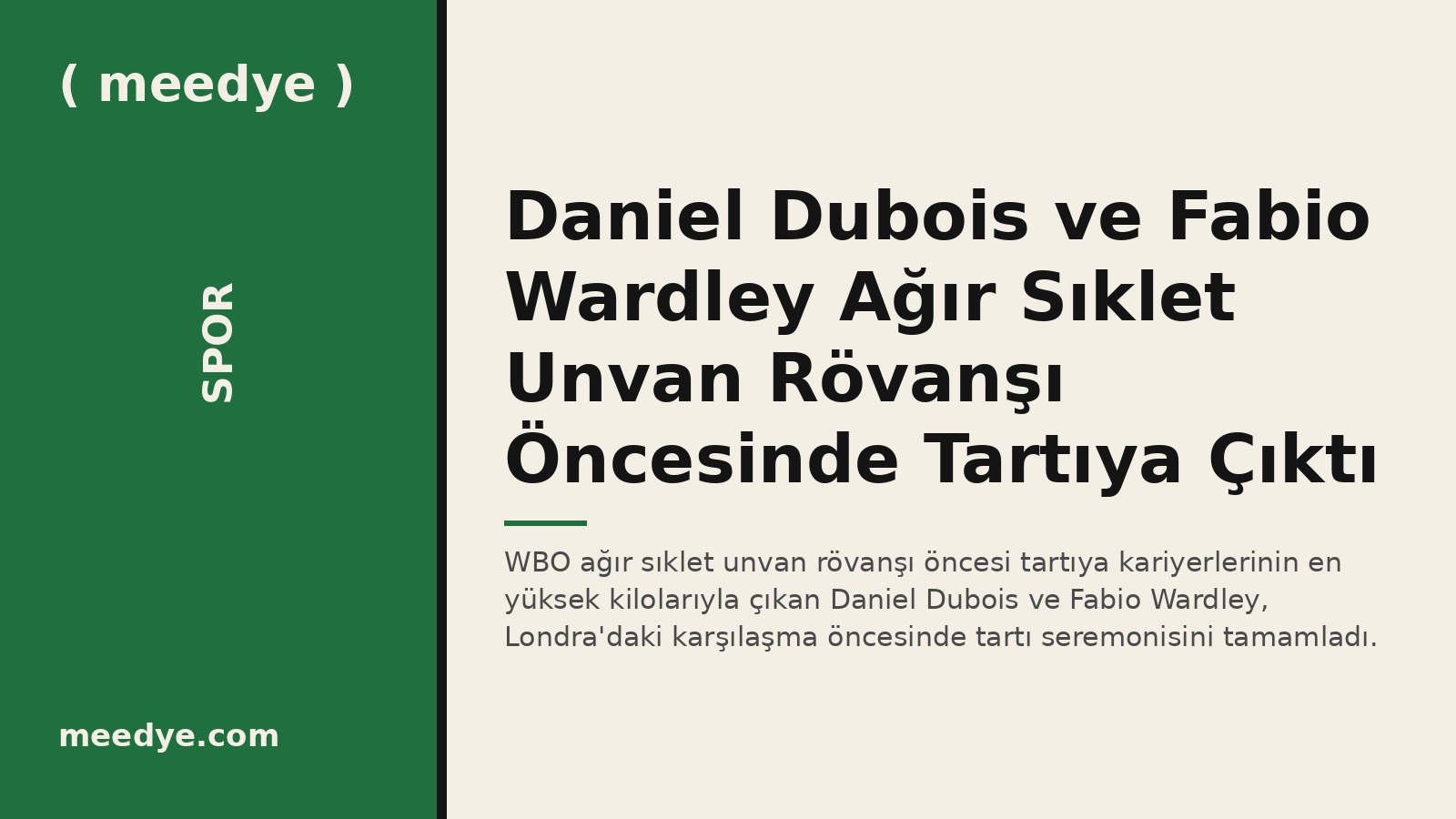 Daniel Dubois ve Fabio Wardley Ağır Sıklet Unvan Rövanşı Öncesinde Tartıya Çıktı — Meedye editoryal görseli
