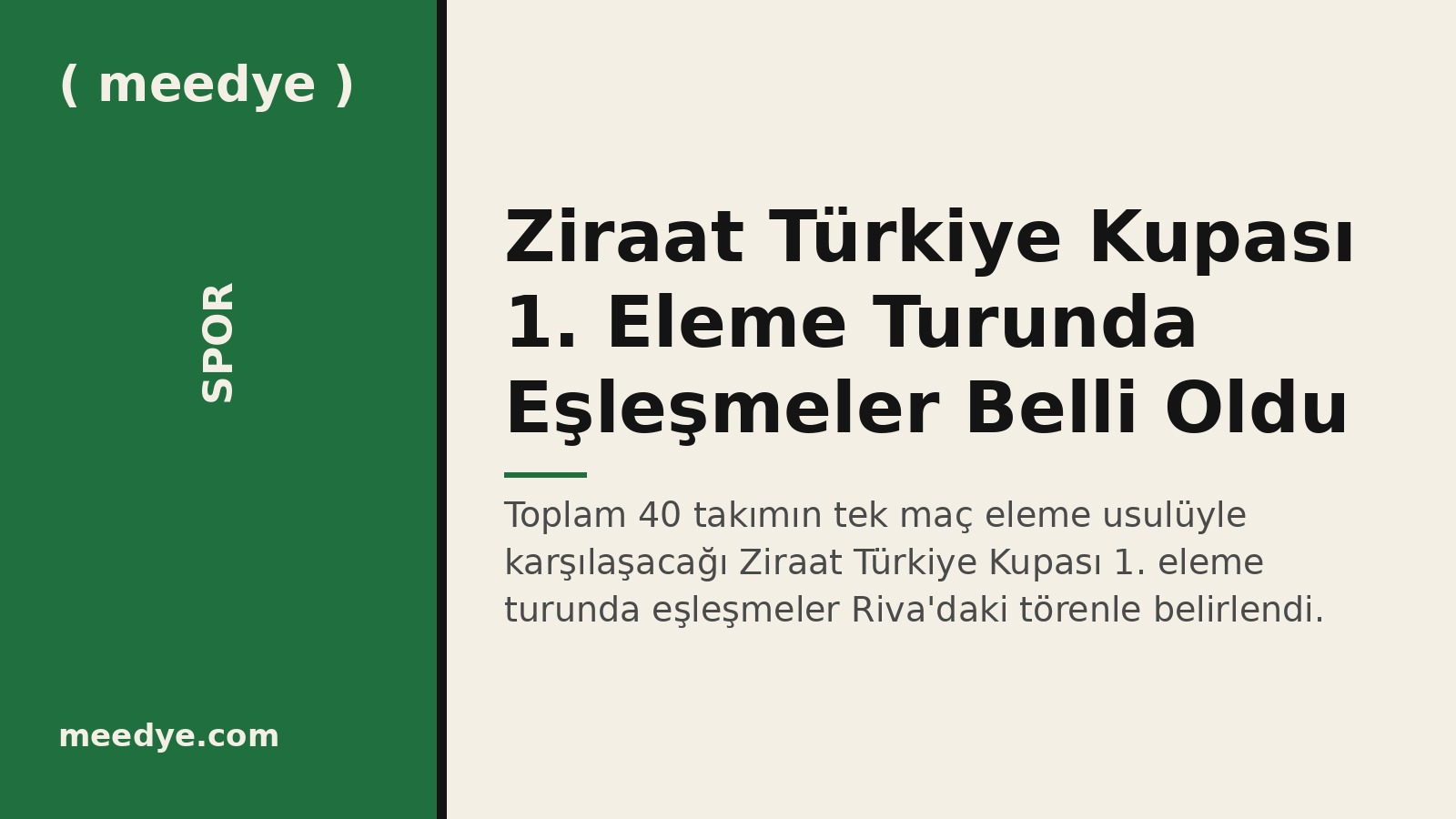 Ziraat Türkiye Kupası 1. Eleme Turunda Eşleşmeler Belli Oldu — Meedye editoryal görseli