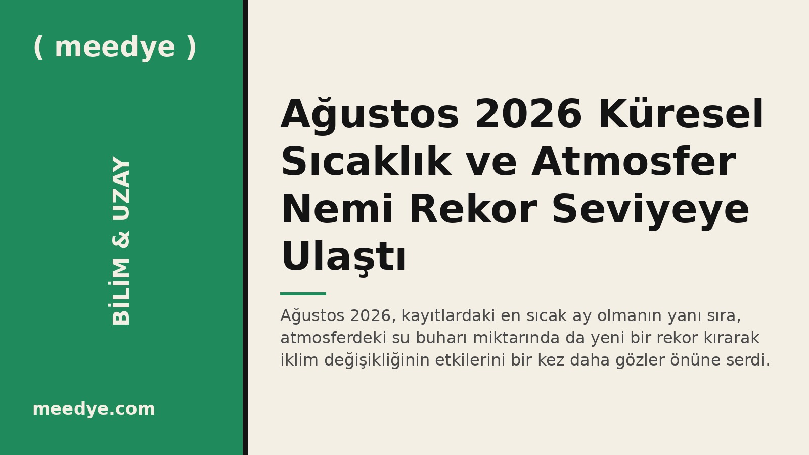 Ağustos 2026 Küresel Sıcaklık ve Atmosfer Nemi Rekor Seviyeye Ulaştı — Meedye editoryal görseli