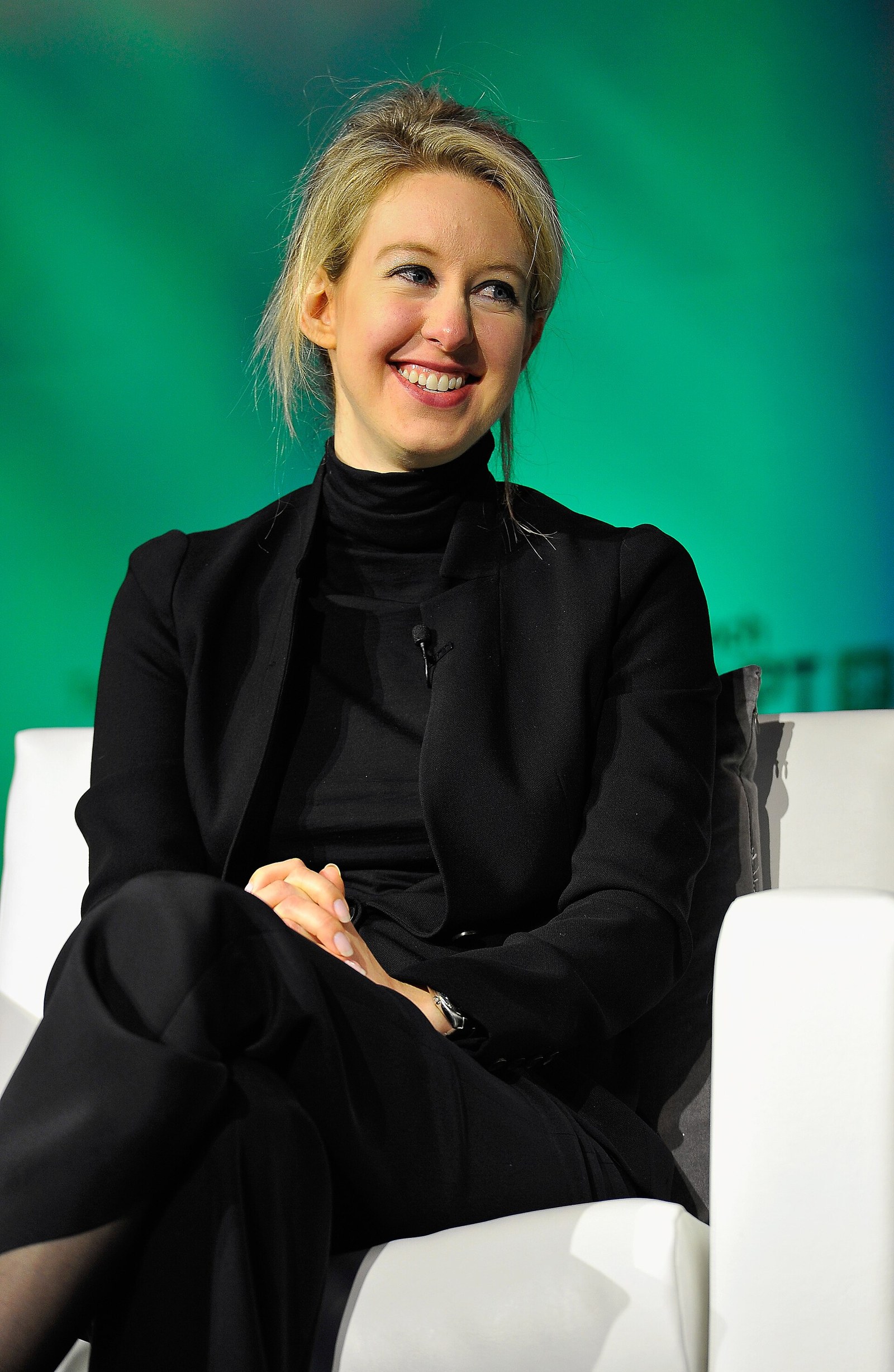Arşiv fotoğrafı: Theranos Kurucusu ve CEO'su Elizabeth Holmes, 8 Eylül 2014'te Pier 48'deki TechCrunch Disrupt etkinliğinde sahnede konuşuyor.